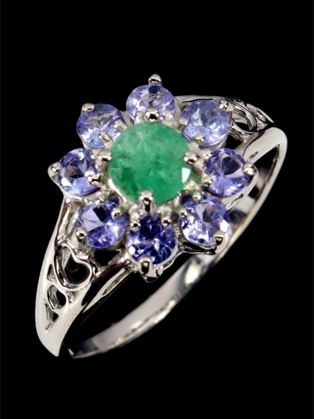 Enchanting Genuine Emerald & Tanzanite Ring